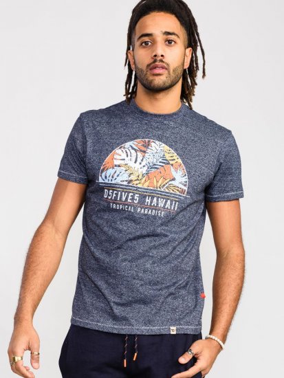D555 Upton Hawaii Leaf Printed T-Shirt - Μακό μπλουζάκια - Aνδρικά μπλουζεσ μεγάλα μεγέθη