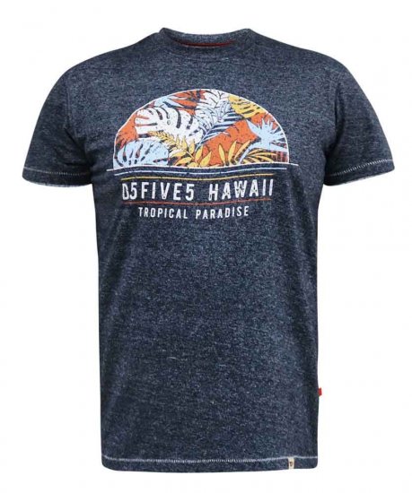 D555 Upton Hawaii Leaf Printed T-Shirt - Μακό μπλουζάκια - Aνδρικά μπλουζεσ μεγάλα μεγέθη