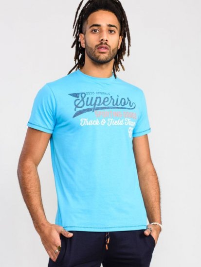 D555 Rushden Superior Printed T-Shirt Turquoise - Μακό μπλουζάκια - Aνδρικά μπλουζεσ μεγάλα μεγέθη