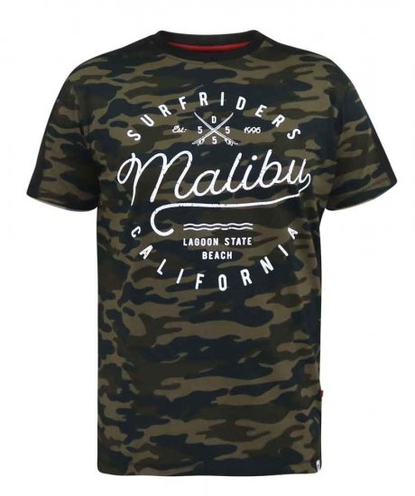 D555 Sullivan Ao Camo T-Shirt With Chest Print - Μακό μπλουζάκια - Aνδρικά μπλουζεσ μεγάλα μεγέθη