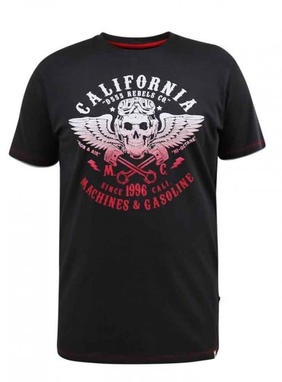 D555 Charles California Rebel Skull Printed T-Shirt - Μακό μπλουζάκια - Aνδρικά μπλουζεσ μεγάλα μεγέθη