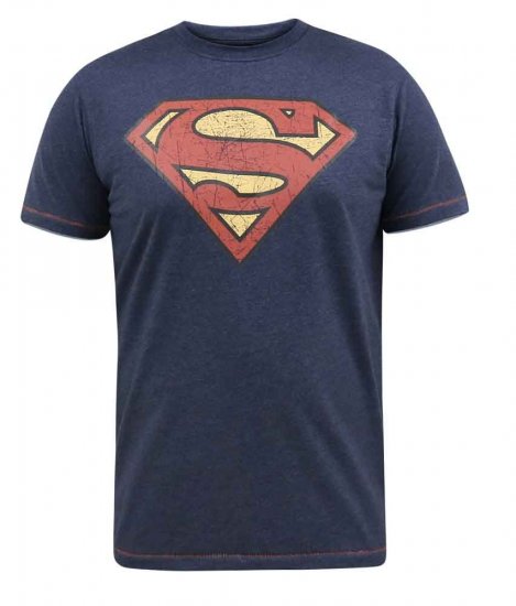 D555 Scampton Official Superman Printed T-Shirt Navy - Μακό μπλουζάκια - Aνδρικά μπλουζεσ μεγάλα μεγέθη