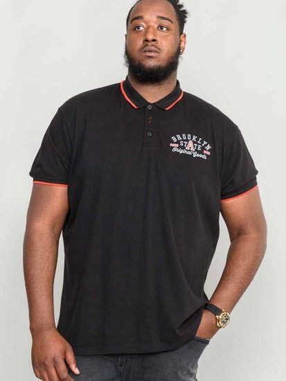 D555 Canning Chest Embroidery Polo Shirt Black - Πόλο μπλουζάκια - Aνδρικά μπλουζακια πολο μεγάλα μεγέθη