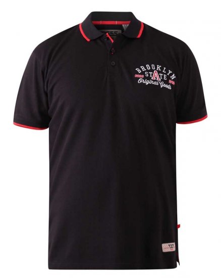 D555 Canning Chest Embroidery Polo Shirt Black - Πόλο μπλουζάκια - Aνδρικά μπλουζακια πολο μεγάλα μεγέθη