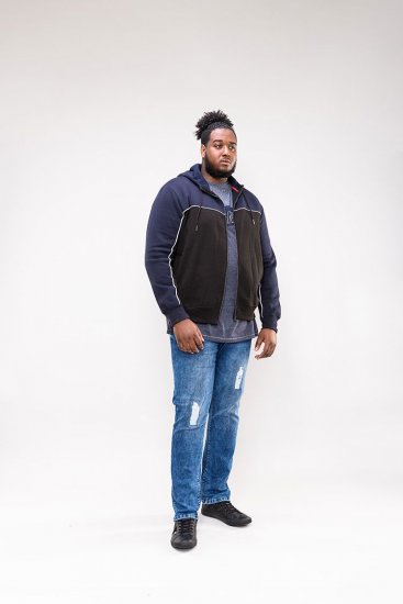 D555 Vincent Full Zip Hoody With Chest And Sleeve Piping Detail - φούτερ/Φούτερ με κουκούλα - φούτερ/Φούτερ με κουκούλα ανδρικά μεγάλα μεγέθη 