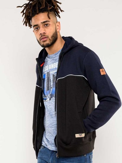 D555 Vincent Full Zip Hoody With Chest And Sleeve Piping Detail - φούτερ/Φούτερ με κουκούλα - φούτερ/Φούτερ με κουκούλα ανδρικά μεγάλα μεγέθη 