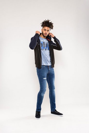 D555 Vincent Full Zip Hoody With Chest And Sleeve Piping Detail - φούτερ/Φούτερ με κουκούλα - φούτερ/Φούτερ με κουκούλα ανδρικά μεγάλα μεγέθη 
