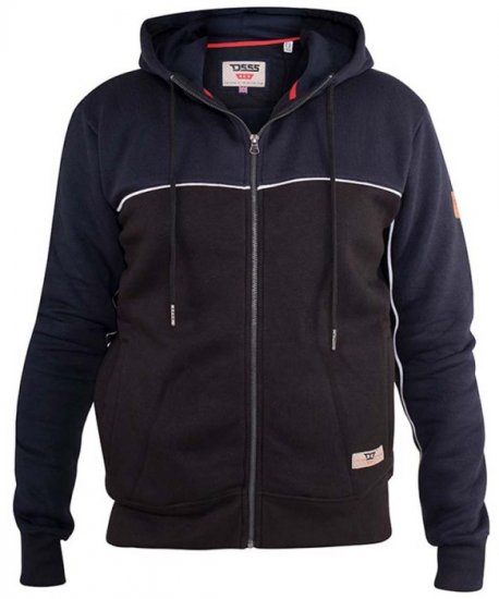 D555 Vincent Full Zip Hoody With Chest And Sleeve Piping Detail - φούτερ/Φούτερ με κουκούλα - φούτερ/Φούτερ με κουκούλα ανδρικά μεγάλα μεγέθη 