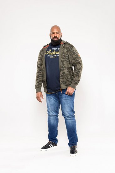 D555 Antonio Camo Printed Zip Through Hoody - φούτερ/Φούτερ με κουκούλα - φούτερ/Φούτερ με κουκούλα ανδρικά μεγάλα μεγέθη 