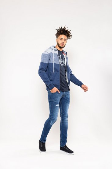 D555 Columbus Cut And Sew Panelled Zip Through Hoody Blue - φούτερ/Φούτερ με κουκούλα - φούτερ/Φούτερ με κουκούλα ανδρικά μεγάλα μεγέθη 
