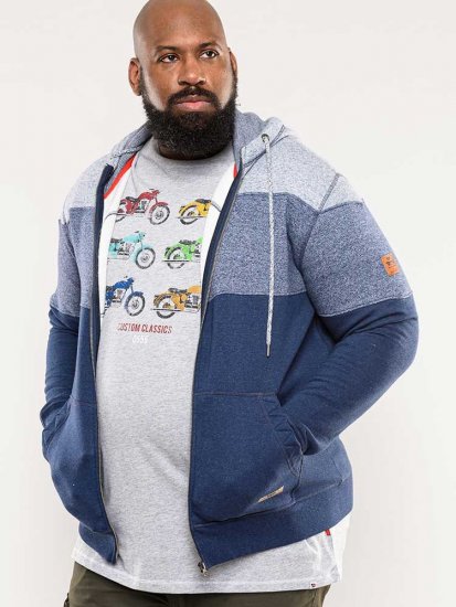 D555 Columbus Cut And Sew Panelled Zip Through Hoody Blue - φούτερ/Φούτερ με κουκούλα - φούτερ/Φούτερ με κουκούλα ανδρικά μεγάλα μεγέθη 