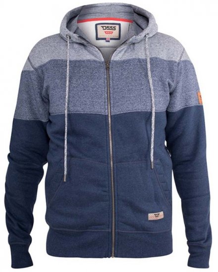 D555 Columbus Cut And Sew Panelled Zip Through Hoody Blue - φούτερ/Φούτερ με κουκούλα - φούτερ/Φούτερ με κουκούλα ανδρικά μεγάλα μεγέθη 