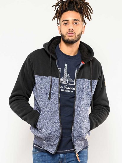 D555 Allen Zip Through Hoody With Sherpa Lining - φούτερ/Φούτερ με κουκούλα - φούτερ/Φούτερ με κουκούλα ανδρικά μεγάλα μεγέθη 