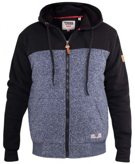 D555 Allen Zip Through Hoody With Sherpa Lining - φούτερ/Φούτερ με κουκούλα - φούτερ/Φούτερ με κουκούλα ανδρικά μεγάλα μεγέθη 