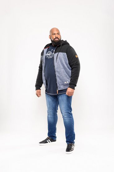 D555 Allen Zip Through Hoody With Sherpa Lining - φούτερ/Φούτερ με κουκούλα - φούτερ/Φούτερ με κουκούλα ανδρικά μεγάλα μεγέθη 