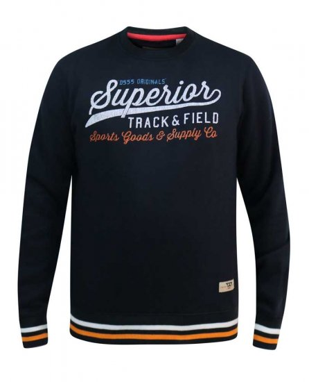 D555 Marlow Printed Crew Neck Sweatshirt Navy - φούτερ/Φούτερ με κουκούλα - φούτερ/Φούτερ με κουκούλα ανδρικά μεγάλα μεγέθη 