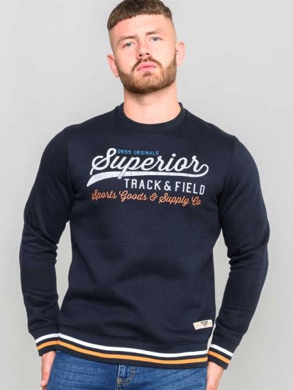 D555 Marlow Printed Crew Neck Sweatshirt Navy - φούτερ/Φούτερ με κουκούλα - φούτερ/Φούτερ με κουκούλα ανδρικά μεγάλα μεγέθη 