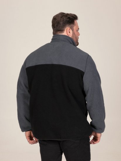 D555 Daly Quarter Zip Fleece Sweatshirt Μαύρο/Γκρι - φούτερ/Φούτερ με κουκούλα - φούτερ/Φούτερ με κουκούλα ανδρικά μεγάλα μεγέθη 