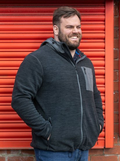 D555 Daly Quarter Zip Fleece Sweatshirt Μαύρο/Γκρι - φούτερ/Φούτερ με κουκούλα - φούτερ/Φούτερ με κουκούλα ανδρικά μεγάλα μεγέθη 
