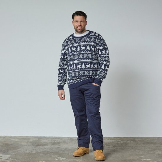 North Latitude 63144 Fjell Reindeer Knit Μπλε μαρέν - φούτερ/Φούτερ με κουκούλα - φούτερ/Φούτερ με κουκούλα ανδρικά μεγάλα μεγέθη 