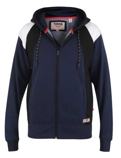 D555 Silverton Contrast Panneled Hoodie Navy - φούτερ/Φούτερ με κουκούλα - φούτερ/Φούτερ με κουκούλα ανδρικά μεγάλα μεγέθη 