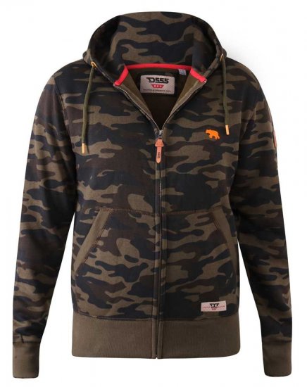 D555 Regent AOP Camo Zip Through Hoody - φούτερ/Φούτερ με κουκούλα - φούτερ/Φούτερ με κουκούλα ανδρικά μεγάλα μεγέθη 