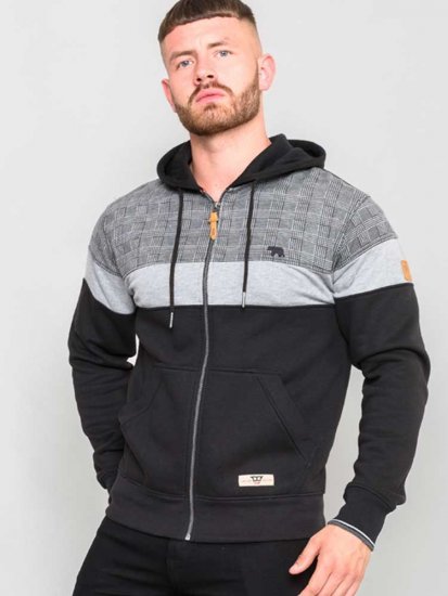 D555 Kipling Full Zip Hoodie Black - φούτερ/Φούτερ με κουκούλα - φούτερ/Φούτερ με κουκούλα ανδρικά μεγάλα μεγέθη 