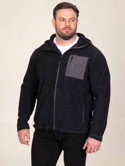 D555 Damien Micro Fleece Zip Through Hoody Μαύρο/Γκρι - φούτερ/Φούτερ με κουκούλα - φούτερ/Φούτερ με κουκούλα ανδρικά μεγάλα μεγέθη 