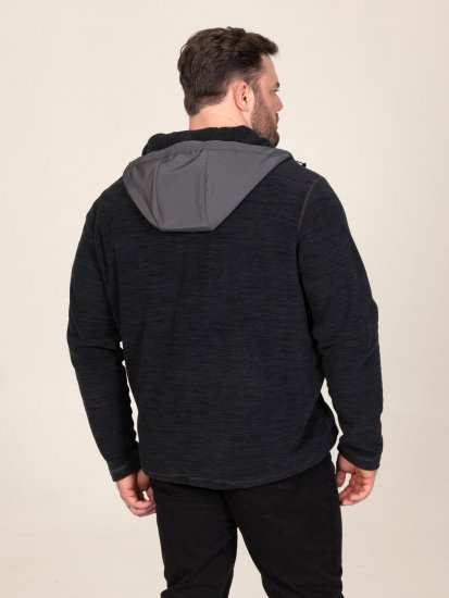 D555 Damien Micro Fleece Zip Through Hoody Μαύρο/Γκρι - φούτερ/Φούτερ με κουκούλα - φούτερ/Φούτερ με κουκούλα ανδρικά μεγάλα μεγέθη 