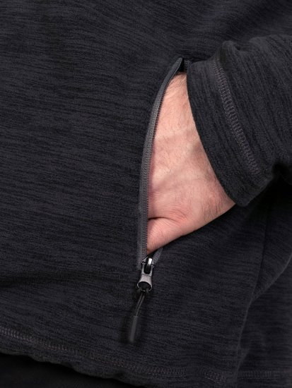 D555 Damien Micro Fleece Zip Through Hoody Μαύρο/Γκρι - φούτερ/Φούτερ με κουκούλα - φούτερ/Φούτερ με κουκούλα ανδρικά μεγάλα μεγέθη 