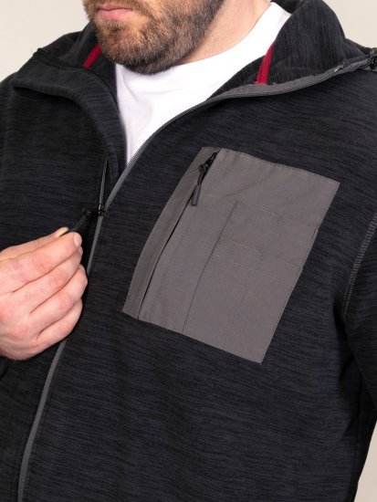 D555 Damien Micro Fleece Zip Through Hoody Μαύρο/Γκρι - φούτερ/Φούτερ με κουκούλα - φούτερ/Φούτερ με κουκούλα ανδρικά μεγάλα μεγέθη 
