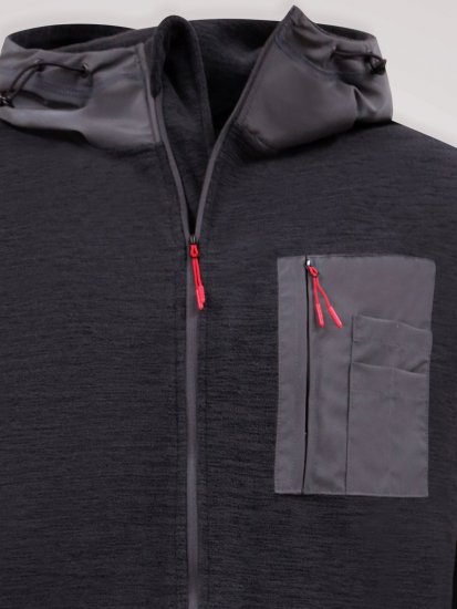 D555 Damien Micro Fleece Zip Through Hoody Μαύρο/Γκρι - φούτερ/Φούτερ με κουκούλα - φούτερ/Φούτερ με κουκούλα ανδρικά μεγάλα μεγέθη 