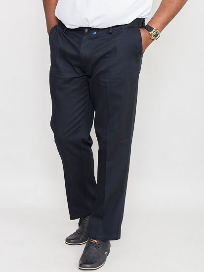 D555 Bruno Stretch Chino pants with Extenda Waist Indigo Blue - Τζιν και παντελόνια - Aνδρικα τζιν παντελόνια μεγάλα μεγέθη
