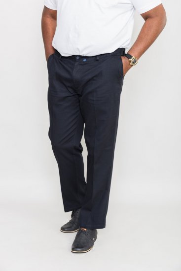 D555 Bruno Stretch Chino pants with Extenda Waist Indigo Blue - Τζιν και παντελόνια - Aνδρικα τζιν παντελόνια μεγάλα μεγέθη