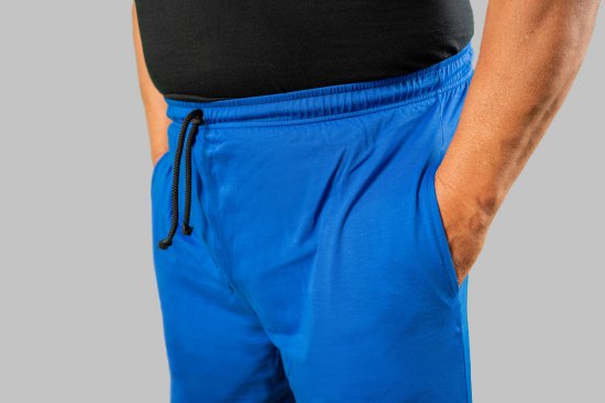 20 Nodi Short Leg Sports Pants in Combed Cotton Jersey Blue - Αθλητικές φόρμες/σορτσάκια - Αθλητικές Φόρμες ανδρικεσ μεγάλα μεγέθη