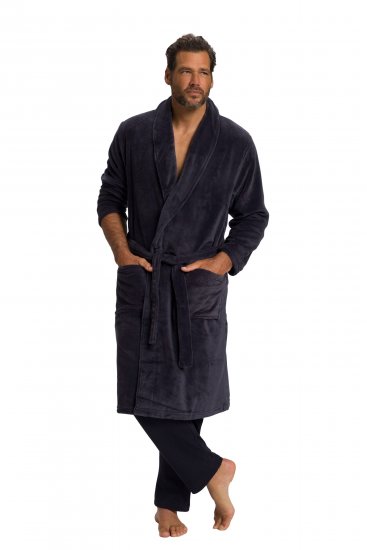 JP1880 Bathrobe with Spacious Patch Pockets Grey - Εσώρουχα/Μαγιό - Aνδρικά Εσώρουχα μεγάλα μεγέθη
