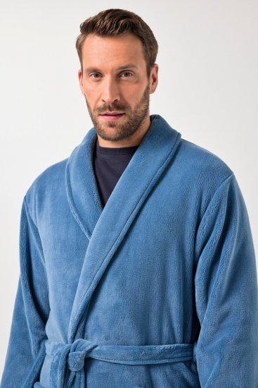 JP1880 Bathrobe with Spacious Pockets Denim Blue - Εσώρουχα/Μαγιό - Aνδρικά Εσώρουχα μεγάλα μεγέθη