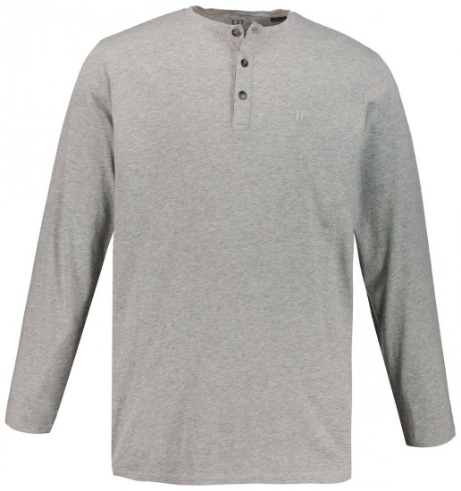 JP1880 702555 Μπλούζα Henley με μακρύ μανίκι Γκρι μελανζέ - Μακό μπλουζάκια - Aνδρικά μπλουζεσ μεγάλα μεγέθη