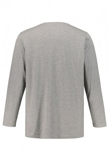 JP1880 702555 Μπλούζα Henley με μακρύ μανίκι Γκρι μελανζέ - Μακό μπλουζάκια - Aνδρικά μπλουζεσ μεγάλα μεγέθη