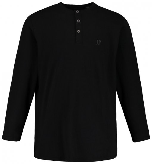 JP1880 702555 Μπλούζα Henley με μακρύ μανίκι Μαύρο - Μακό μπλουζάκια - Aνδρικά μπλουζεσ μεγάλα μεγέθη