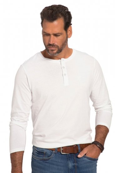 JP1880 702555 Μπλούζα Henley με μακρύ μανίκι Λευκό - Μακό μπλουζάκια - Aνδρικά μπλουζεσ μεγάλα μεγέθη