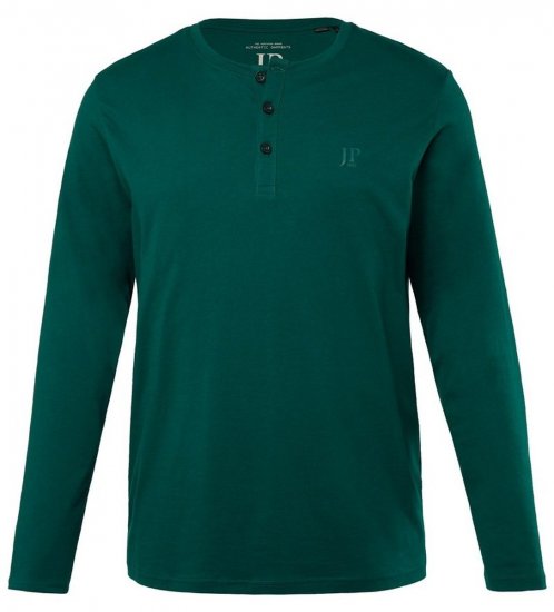 JP1880 Henley T-Shirt Long Sleeve Green - Μακό μπλουζάκια - Aνδρικά μπλουζεσ μεγάλα μεγέθη