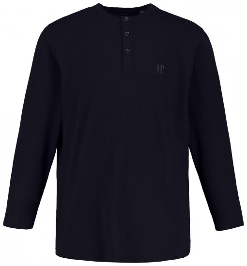 JP1880 702555 Μπλούζα Henley με μακρύ μανίκι Σκούρο μπλε - Μακό μπλουζάκια - Aνδρικά μπλουζεσ μεγάλα μεγέθη