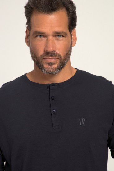 JP1880 702555 Μπλούζα Henley με μακρύ μανίκι Σκούρο μπλε - Μακό μπλουζάκια - Aνδρικά μπλουζεσ μεγάλα μεγέθη