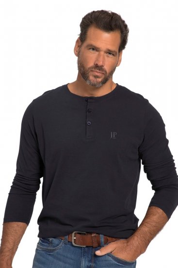 JP1880 702555 Μπλούζα Henley με μακρύ μανίκι Σκούρο μπλε - Μακό μπλουζάκια - Aνδρικά μπλουζεσ μεγάλα μεγέθη
