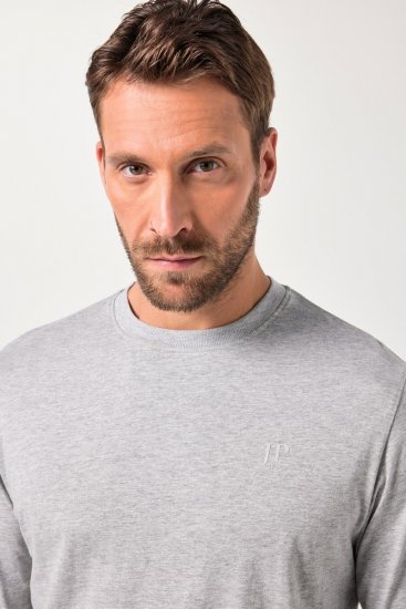 JP1880 Long Sleeve OEKO-TEX T-Shirt Grey - Μακό μπλουζάκια - Aνδρικά μπλουζεσ μεγάλα μεγέθη