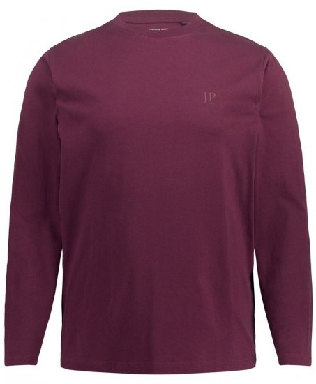 JP1880 Long Sleeve OEKO-TEX T-shirt Dark Red - Μακό μπλουζάκια - Aνδρικά μπλουζεσ μεγάλα μεγέθη