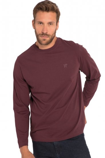 JP1880 Long Sleeve OEKO-TEX T-shirt Dark Red - Μακό μπλουζάκια - Aνδρικά μπλουζεσ μεγάλα μεγέθη