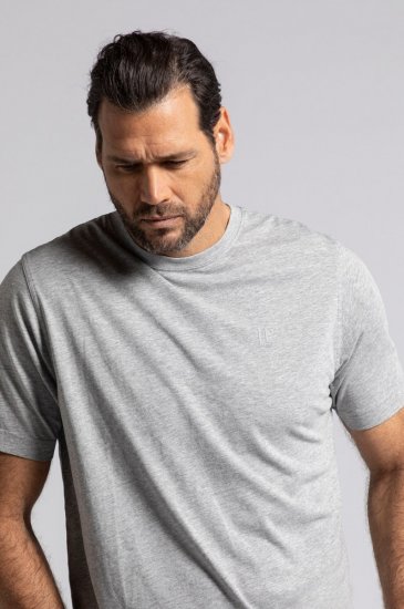 JP1880 702637 Μπλούζα με στρογγυλή λαιμόκοψη σετ 2 Γκρι μελανζέ - Μακό μπλουζάκια - Aνδρικά μπλουζεσ μεγάλα μεγέθη