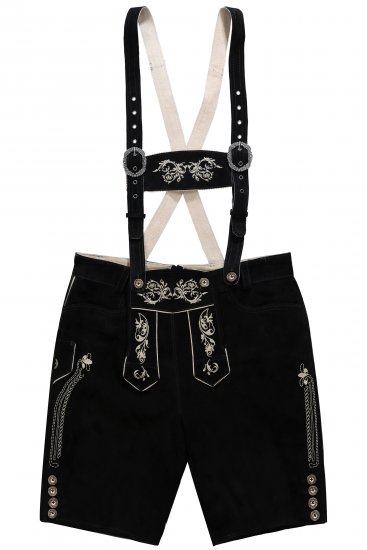 JP1880 Genuine Leather Traditional Lederhosen Shorts Black - Σορτς - Aνδρικεσ βερμουδεσ μεγαλα μεγάλα μεγέθη